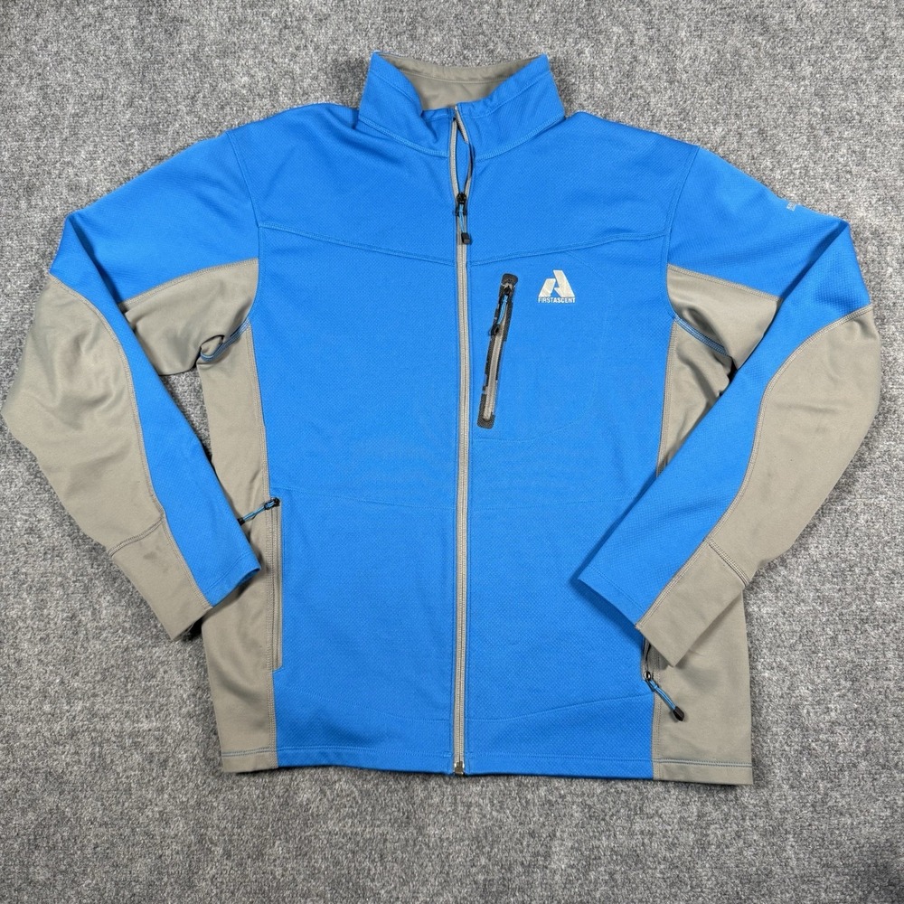 🏔️Eddie Bauer First Ascent Men Large Full Zip Fleece Jacket Blue Contrast Panel